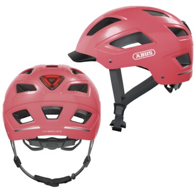 Kask rowerowy ABUS Hyban 2.0 Living Różowy Miejski z lampką (rozmiar M)