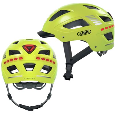 Kask rowerowy ABUS Hyban 2.0 LED Signal Żółty Miejski z lampką (rozmiar M)