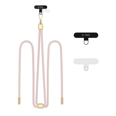 Smycz do telefonu TECH-PROTECT C2S Rope Crossbody Strap Różowo-złoty