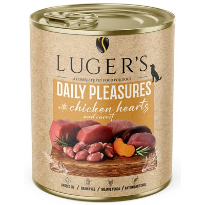 Karma dla psa LUGER'S Daily Pleasures z sercami z kurczaka i marchewką 800g