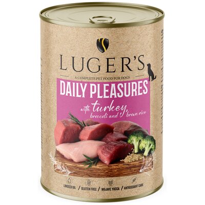 Karma dla psa LUGER'S Daily Pleasures z indykiem, brokułem i ryżem brązowym 400 g