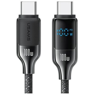 Kabel USB-C - USB-C USAMS z wyświetlaczem LCD SJ742USB01 100W 1.2m Czarny