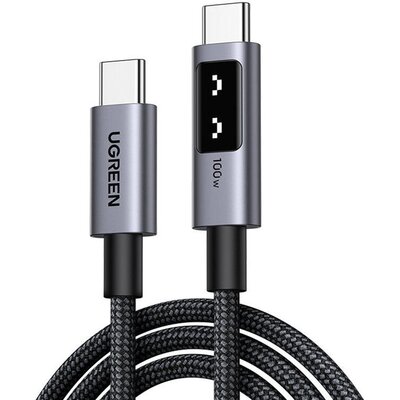 Kabel USB-C do USB-C UGREEN Uno L509 z wyświetlaczem LCD 100W 3 m Czarny