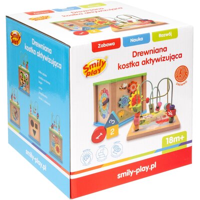 Zabawka edukacyjna SMILY PLAY Drewniana kostka aktywizująca 5w1 SPW84950