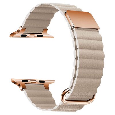 Pasek LUNA A00294 do Apple Watch 3/4/5/6/7/8/9/SE (38/40/41mm) Khaki/Złoty