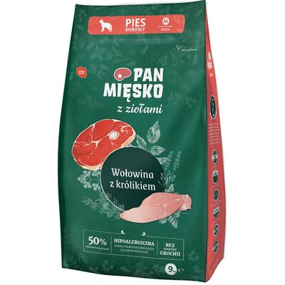 Karma dla psa PAN MIĘSKO Ziołowa wołowina z królikiem M 9 kg
