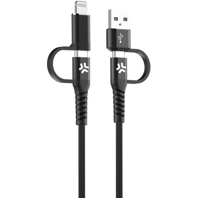 Kabel USB-C-/USB-A - USB-C/Lightning CELLY 2 m 60W Czarny
