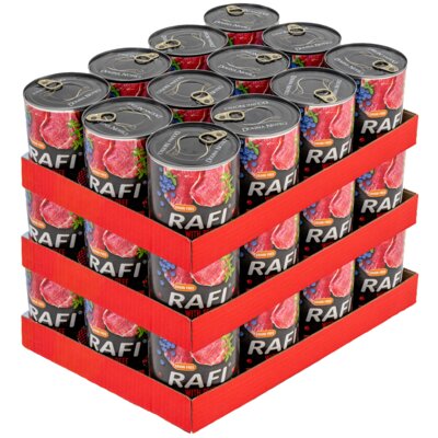 Karma dla psa RAFI z wołowiną, borówką i żurawiną 36 x 800 g