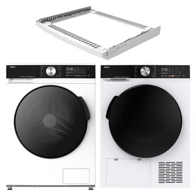 Pralka AMICA TWAC914ALiSP 9kg 1400 obr A StainPro + Suszarka AMICA ADC93LiVDT z pompą ciepła 9kg UV Hygiene Technology + Łącznik AMICA MSK180