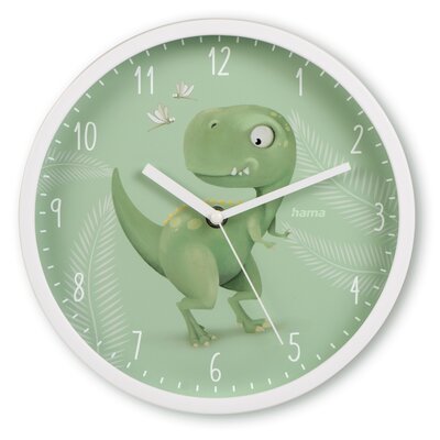 Zegar ścienny HAMA Cebu Dino 25 cm Biało-zielony