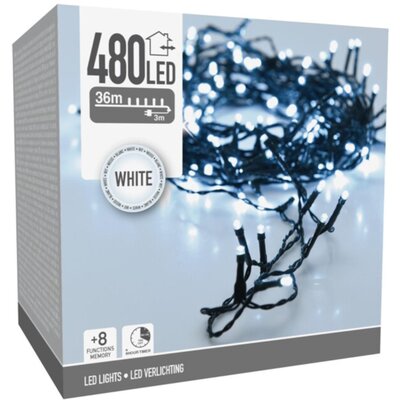 Lampki Choinkowe CHRISTMAS DECORATION Łańcuch Świetlny 480 LED TIMER Zimny Biały