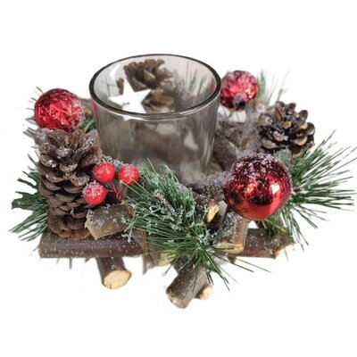 Świecznik dekoracyjny SASKA GARDEN Wood 16 x 9 cm