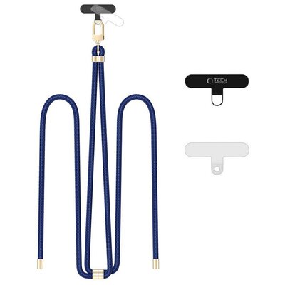 Smycz do telefonu TECH-PROTECT C7S Rope Crossbody Strap Granatowo-złoty