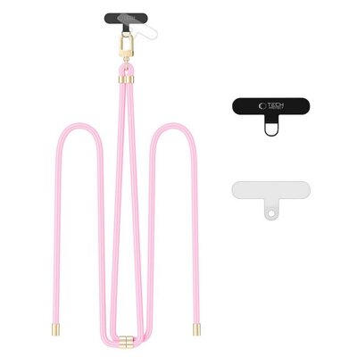 Smycz do telefonu TECH-PROTECT C7S Rope Crossbody Strap Jasnoróżowo-złoty