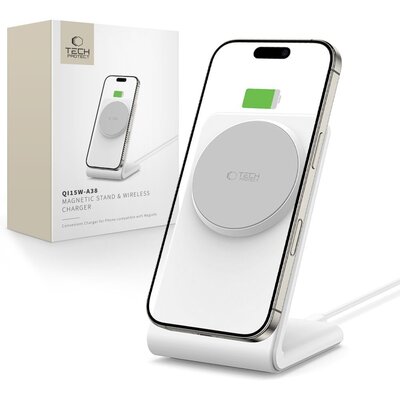 Ładowarka indukcyjna TECH-PROTECT QI15W-A38 Magnetic MagSafe 15W Biały