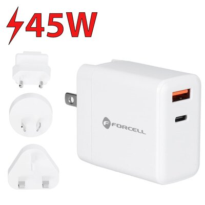 Ładowarka sieciowa FORCELL 3w1 45W Biały