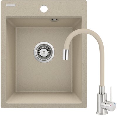 Zlewozmywak jednokomorowy DEANTE Corio ZRC P7103 Piaskowy 50x40 + bateria stojąca