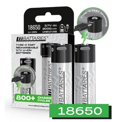 Akumulatorki C 2000 mAh LIIBATTARIES 18650 (2 szt.)