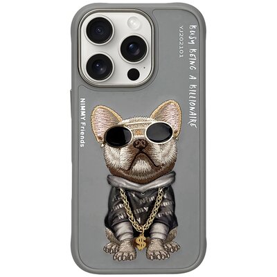Etui NIMMY Glasses Cool Dog do Apple iPhone 16 Pro Max Szary