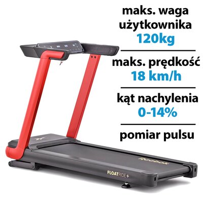 Bieżnia elektryczna REEBOK FR20z Floatride+ 1654W 18km/h Czerwony