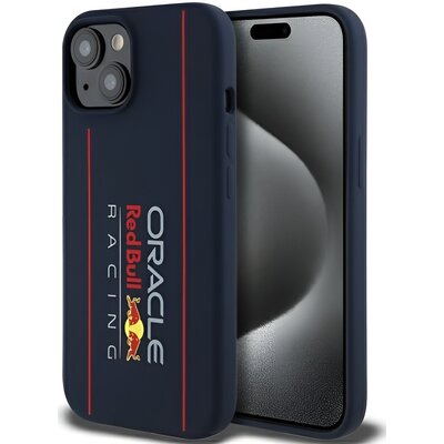Etui RED BULL Silicone Vertical Logo MagSafe do Apple iPhone 15 Granatowy
