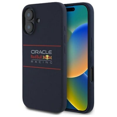 Etui RED BULL Silicone Horizontal Logo MagSafe do Apple iPhone 16 Granatowy