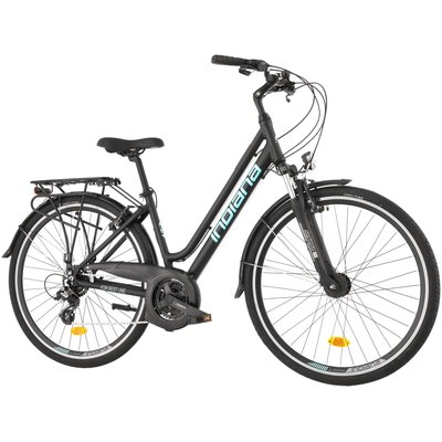 Rower trekkingowy INDIANA X-Road 3.0 D17 28 cali damski Czarno-błękitny