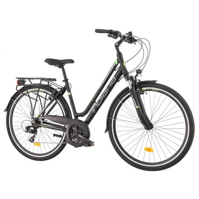 Rower trekkingowy INDIANA X-Road 1.0 D17 28 cali damski Czarno-zielony