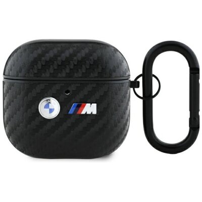 Etui na słuchawki BMW Carbon Double Metal Logo do Apple AirPods 4 Czarny