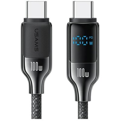 Kabel USB-C - USB-C USAMS z wyświetlaczem LCD HX Series SJ742USB02 100W 1.2m Czarny