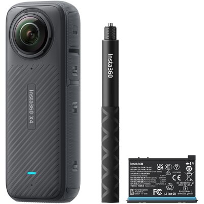 Kamera sportowa INSTA360 X4 ACTION BUNDLE, filmy 360° w rozdzielczości 8K/30 FPS, Wi-Fi, Bluetooth