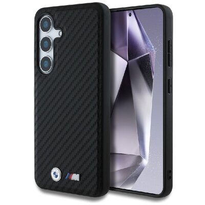 Etui BMW Leather Carbon MagSafe do Samsung Galaxy S25+ Czarny