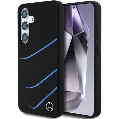 Etui MERCEDES Silicone Contrasted Curves MagSafe do Samsung Galaxy S25 Czarny