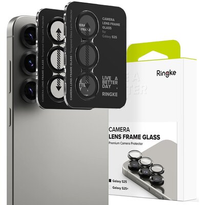 Szkło hartowane na obiektyw RINGKE Camera Frame Protector do Samsung Galaxy S25 Czarny (2 szt.)