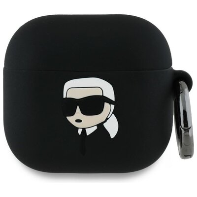 Etui na słuchawki KARL LAGERFELD Silicone Karl Head 3D do Apple AirPods 4 Czarny