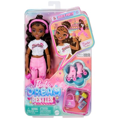 Lalka Barbie Dream Besties Brooklyn na wrotkach JFX97