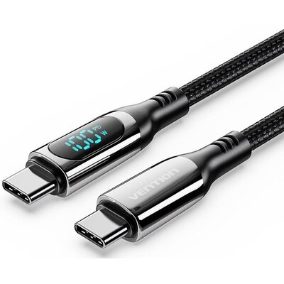 Kabel USB-C USB-C VENTION z wyświetlaczem 100W 2m Czarny
