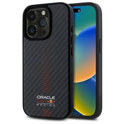 Etui RED BULL Carbon Fiber Power Bar MagSafe do Apple iPhone 15 Pro Czarny