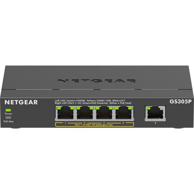 Switch NETGEAR GS305P-300EUS Gigabit Ethernet, 5 portów, Funkcja PoE