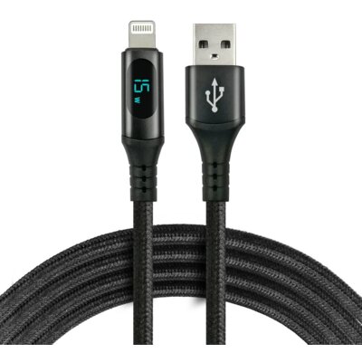 Kabel USB-A - Lightning EVERACTIVE z wyświetlaczem everActive CBB-1IBL 15W 1 m Czarny