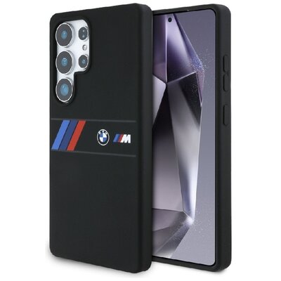 Etui BMW Silicone Middle Tricolor Stripes MagSafe do Samsung Galaxy S25 Ultra Czarny