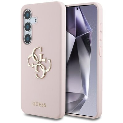 Etui GUESS Silicone Big 4G Logo Bottom Script do Samsung Galaxy S25 Różowy