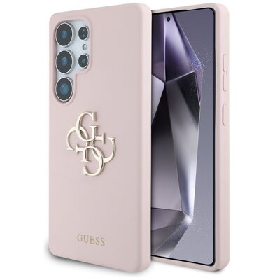 Etui GUESS Silicone Big 4G Logo Bottom Script do Samsung Galaxy S25 Ultra Różowy