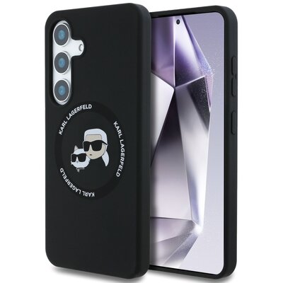 Etui KARL LAGERFELD Silicone Double Heads And Circle MagSafe do Samsung Galaxy S25+ Czarny