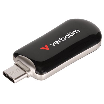 Pendrive VERBATIM Plectra 128GB, USB-C 3.0, Odczyt 100 Mb/s, Zapis 25 Mb/s, Czarny