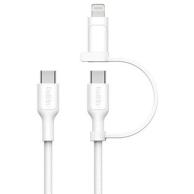 Kabel USB-C - USB-C/Lightning BELKIN CAC003HQ1.5MWH 60W 1.5 m Biały
