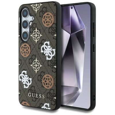 Etui GUESS 4G Printed Colored Peony Pattern MagSafe do Samsung Galaxy S25 Brązowy