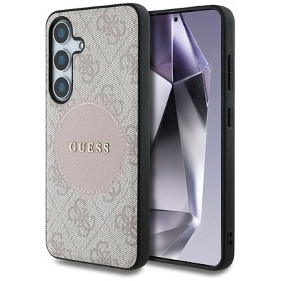Etui GUESS 4G Round Patch Classic Logo MagSafe do Samsung Galaxy S25 Różowy