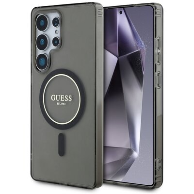 Etui GUESS Glitter Circle Classic Logo MagSafe do Samsung Galaxy S25 Ultra Czarny