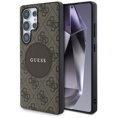 Etui GUESS 4G Round Patch Classic Logo MagSafe do Samsung Galaxy S25 Ultra Brązowy